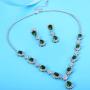 EleQueen Womens Silver-Tone Cubic Zirconia Teardrop Flower Bridal V-Necklace Jewelry Set Dangle Earrings