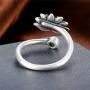 Real 925 Sterling Silver Lotus Open Rings for Women Men Gifts Vintage Floral Finger Ring Silver Fashion Party Jewelry Gifts