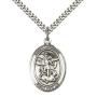 Sterling Silver St. Michael the Archangel Pendant with 24'' Stainless Silver Heavy Curb Chain. Patron Saint of Police Officers/EMTs