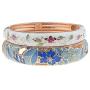 UJOY Bracelet Cloisonne Jewelry Fashion Opening Hinged Bangles Crafted Blue Colored Enamel Flower Gifts for Women 88A11