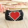KELITCH Wax Rope Wrap Bracelets Heart Beat Shape Miyuki Statement Bracelets Handmade Braided Jewelry