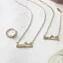 YANCHUN Silver Snowy Mountain Necklace for Women Adjustable Mountain Ring Minimalist Mountain Necklace Peaks Mountain Bracelet for Nature Lovers, Skiers, Hikers, Campers