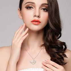 S925 Sterling Silver Jewelry Animal in Heart Pendant Necklace 18 inches