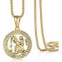 Hermah Gold Plated Zodiac Sign Pendant Necklace for Women Men Leo AriesConstellation Horoscope Pendant Stainless Steel Box Link Chain 22inch