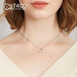T400 White Round Pendant Necklace AAA Cubic Zirconia Wedding Gift for Women Girls