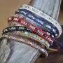The Woos Seed Beaded Strand Bracelet Woven Braided Cotton Weave Wax Rope Chain Bohemian Charm Wrap Bracelets Retro Rice Adjustable Rope Ethnic Bangles Handmade Friendship Jewelry for Women Girl