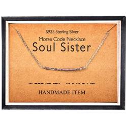 Morse Code Necklace Sterling Silver Beads on Silk Cord Inspirational Birthday Gift for Women Girls