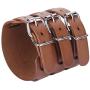 EVER FAITH Cool Hand Accessory 3 Layer Wide Belt Synthetic Leather Men Wristband Bracelet Unisex Couple