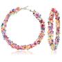 4 Pairs Glitter Hoop Earrings Bohemian Sparkle Resin Rhinestone Crystal Wrapped Geometric Big Round Circle Shiny Dangle Earrings Goldplated Scrub Drop Earring for Women Girls Wedding Party Jewelry