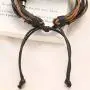 JIAOGE Evil Eye Bracelets, Bohomian Layered Leather Turquoise Beads Bracelets for Men, Retro Punk Leaf Bracelets for Women