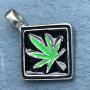 Marijuana Jewelry weed Leaf Hippie Jewelry Amulet Charm Silver Pewter Mens Pendant Necklace for men w Silver Ball Chain