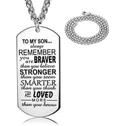 FIBO STEEL Dog Tag Pendant Necklace for Men Boy Son Graduation Birthday Inspirational Gifts