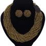 Fashion Multilayer Seed Bead Chain Choker Collar Necklace Earrings Set Cluster Strand Handmade Bib Statement Necklace