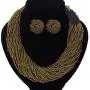 Fashion Multilayer Seed Bead Chain Choker Collar Necklace Earrings Set Cluster Strand Handmade Bib Statement Necklace Fashion Multilayer Seed Bead Chain Choker Collar Necklace Earrings Set Cluster Strand Handmade Bib Statement Necklace