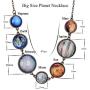 7 Planet Necklace,Solar System Handmade Charm Necklace with double-sided glass crystal ball for female teachers