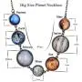 7 Planet Necklace,Solar System Handmade Charm Necklace with double-sided glass crystal ball for female teachers