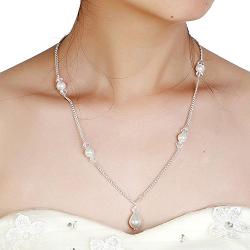 FXmimior Bridal Jewelry Backdrop Necklace Rhinestone Jewelry for Wedding