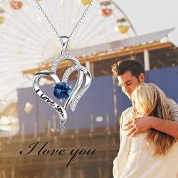 AOBOCO Sterling Silver I Love You Heart Necklace, Romantic Valentines Day Love Jewelry Gifts for Her
