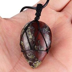 SUNYIK Handmade Bullet Teardrop Crystal Point Pendant Necklace for Women Men