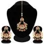 Aheli Classy Enamel Faux Stone Chandbali Style Earrings with Maang Tikka Set Indian Traditional Jewelry for Women