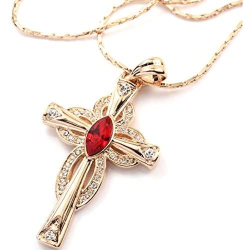 FC Jory Rose & Rhodium Plated Cubic Zirconia Cross Pendant Necklace