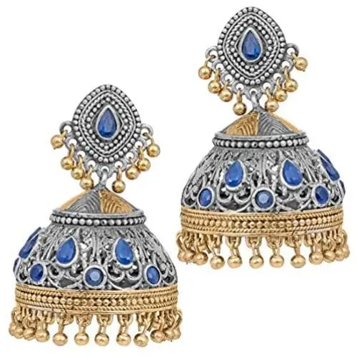 Aheli Tribal Muse Collection Antique Oxidized Indian Jhumki Earrings for Women Wedding Traditional Ethnic Fashion Jewelry Aheli Tribal Muse Collection Antique Oxidized Indian Jhumki Earrings for Women Wedding Traditional Ethnic Fashion Jewelry