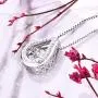 YL Teardrop Necklace Sterling Silver Dancing Diamond Pendant Halo Created Emerald/Garnet/Sapphire/Zirconia Jewelry for Women