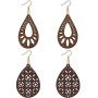 Wovanoo Wood Teardrop Earrings 2 Pairs Natural Wooden Dangle Earrings Gifts for Women Girls