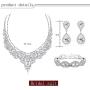 LOLIAS Bridal Austrian Crystal Necklace Link Bracelet Statement Necklace Dangle Earrings Jewelry Set Gifts fit with Wedding Dress