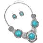 Rosemarie & Jubalee Womens Unique Western Style Square Concho with Natural Howlite Necklace Earrings Set, 16''-19'' with 3'' Extension