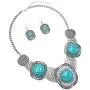Rosemarie & Jubalee Womens Unique Western Style Square Concho with Natural Howlite Necklace Earrings Set, 16''-19'' with 3'' Extension Rosemarie & Jubalee Womens Unique Western Style Square Concho with Natural Howlite Necklace Earrings Set, 16''-19'' with 3'' Extension