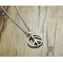 HUANIAN Stainless Steel Classic Peace Sign Love Hippie Pendant Necklace, 24 inch Chain