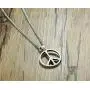 HUANIAN Stainless Steel Classic Peace Sign Love Hippie Pendant Necklace, 24 inch Chain