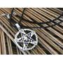 Trilogy Jewelry Pewter Witch Broom Pentagram Pendant on Leather w/ 5 Swarovski Crystals for Birthday