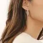 FANCIME Gold Plated Sterling Silver Simulated Shell Pearls Open C Hoop Earrings Chunky Dainty Jewelry Gifts for Women Girls Wife Mom, Diameter 1.1 inch (28mm)