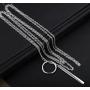 S.Leaf Sterling Silver Lariat Bar Necklace Open Circle Y Necklace Vertical Bar Looped Long Necklace (Silver, 58)