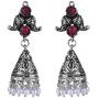 Efulgenz Boho Vintage Antique Ethnic Gypsy Indian Oxidized Silver Crystal Cubic Zirconia Bridal Necklace Earrings Jewelry Set