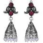 Efulgenz Boho Vintage Antique Ethnic Gypsy Indian Oxidized Silver Crystal Cubic Zirconia Bridal Necklace Earrings Jewelry Set