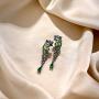 Santuzza Panther Drop Earrings 925 Sterling Silver Black Plating Green Spinel Leopard Jewelry for Women