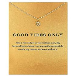 Clavicle Necklace with Blessing Gift Card, Small Dainty Gold Sun God Light with Rope Pendant Chain, Classy Costume Choker Jewelry Favors