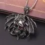 Dragon Necklace for Men, Gothic Flying Dragon Wings Skull Necklace, Red Eye Skull Pendant Necklace with 23.6” Chain, Crystal Skull Head Necklace, Punk Hip Hop Necklace Jewelry Gift for Men Boys Dragon Necklace for Men, Gothic Flying Dragon Wings Skull Necklace, Red Eye Skull Pendant Necklace with 23.6” Chain, Crystal Skull Head Necklace, Punk Hip Hop Necklace Jewelry Gift for Men Boys
