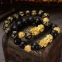 Ddgdxc Feng Shui Wealth Bracelet, Pi Xiu Obsidian Bracelet for Women Men, Good Luck Dragon Bracelet Attract Wealth Money Feng Shui Jewelry