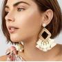 Sunmoon Bohemian Rattan Tassel Earrings for Women Lightweight Boho Jewelry Handmade Weaving Geometric Long Drop Dangle Statement Earrings