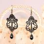 Black Lace Necklace Earrings Set,JoyTong Lace Pendant Choker and Eardrop (Black)