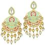 Aheli Mint Enamel Dangle Drop Earrings Studded with Faux Kundan and Pearls Indian Ethnic Bollywood Fashion Jewelry for Women