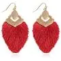 Bohemian Silky Thread Fan Fringe Tassel Statement Earrings - Lightweight Strand Feather Shape Dangles Bohemian Silky Thread Fan Fringe Tassel Statement Earrings - Lightweight Strand Feather Shape Dangles