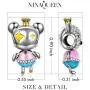 NINAQUEEN Valentines Day Gifts for Mom Princess Bear 925 Sterling Silver AAA CZ Pink Enamel Animal Bead Charms, Ideal Gifts for Granddaughter NINAQUEEN Valentines Day Gifts for Mom Princess Bear 925 Sterling Silver AAA CZ Pink Enamel Animal Bead Charms, Ideal Gifts for Granddaughter