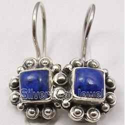 SilverStarJewel 925 Sterling Silver Lapis Lazuli Earrings 0.9'' Gemstone Gift