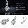 T400 925 Sterling Silver Cat Dog Fox Swan Pendant Necklace with Dancing Diamond Stone Cubic Zirconia Birthday Gift for Women Girls