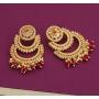 SANARA Indian Bollywood Exclusive Ruby Stone Pearl Trendy & Shiny for Wedding Outfit and Traditional Gatherings Earrings Set Jewelry